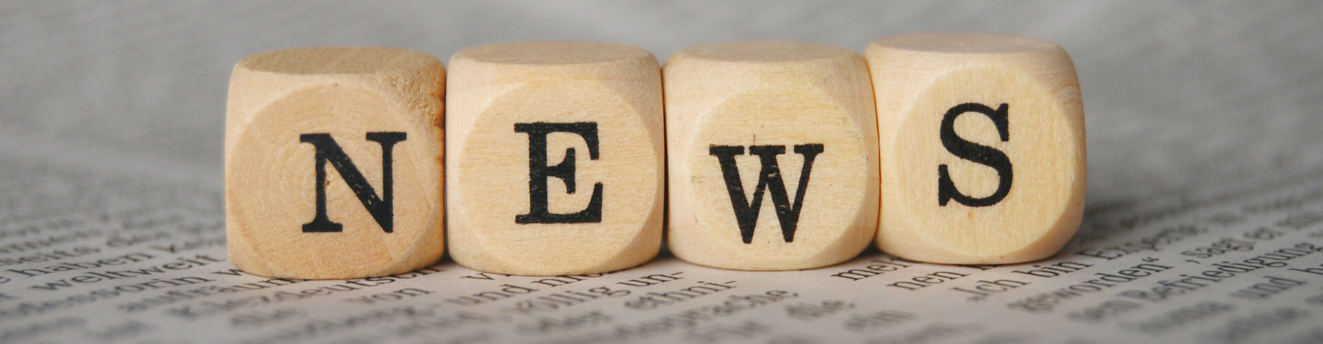 Vier Holzwürfel mit Buchstaben N, E, W, S